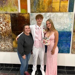 Windsor Pink Lace Prom Dress